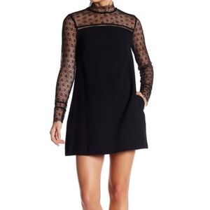 High neck long sleeve lace dress